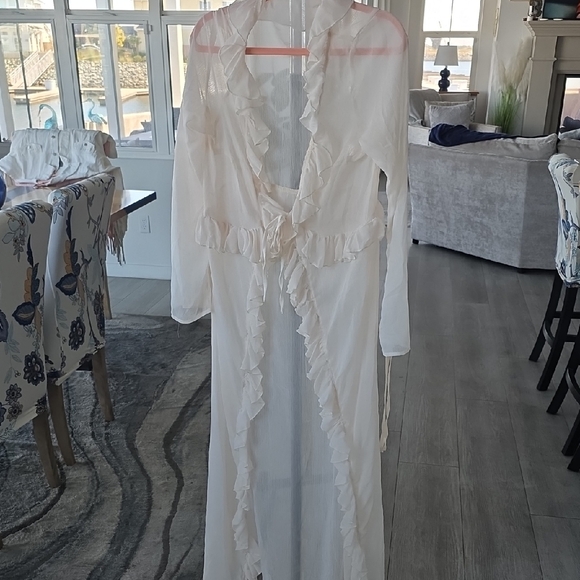White Ruffled Sheer Cover-Up - Picture 1 of 5